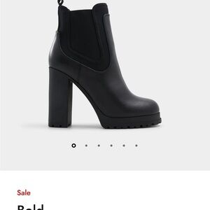 Black Platform Chelsea Block Heel Boot